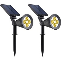 Lot de 2 projecteurs solaires a LED Spiky - LUMI JARDIN - 200 Lumens -