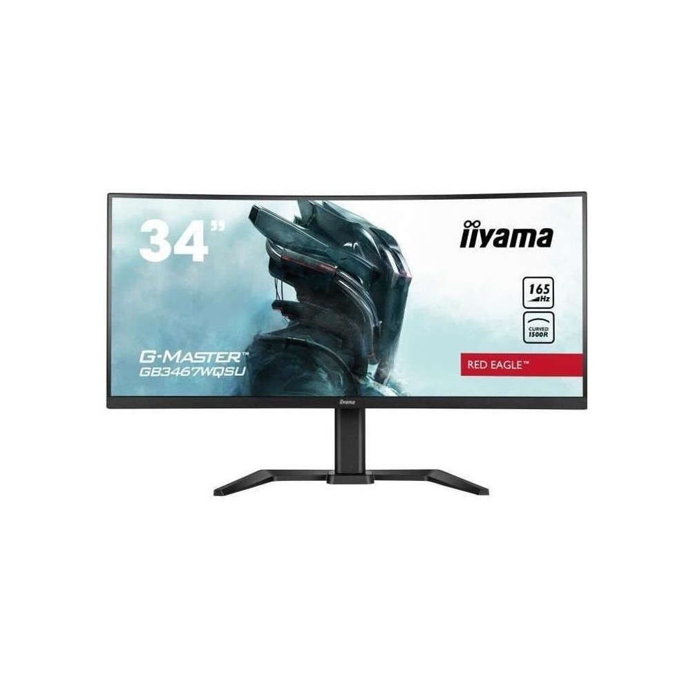 Ecran PC Gamer incurvé - IIYAMA G-Master Red Eagle GB3467WQSU-B5 - 34 UWQHD - Dalle VA - 0.4 ms - 165Hz - 2 x HDMI / 2 x DP - A