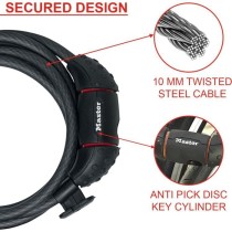 MASTER LOCK Cable Antivol Vélo [1,8 m Câble] [Clé] [Extérieur] [Su