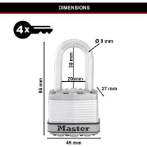 Cadenas Haute Sécurité - MASTER LOCK - M1EURDLFCC - A Clé - Acier L