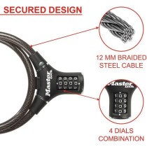 Antivol Vélo - MASTER LOCK - 8229EURDPRO - 90 cm de câble - Noir - A