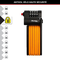 Antivol Vélo a Code - MASTER LOCK - 8336EURDPRO - Acier Trempé, Comb