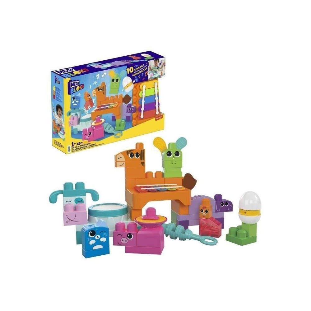 MEGA BLOKS-Les Musiciens de la Ferme-Jouet sensoriel (45 pcs) HPB46