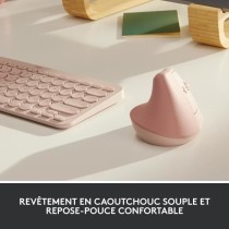 Souris Logitech Lift Ergonomique Verticale, Sans Fil, Silencieuse - Rose