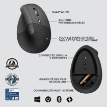 Souris ergonomique - Sans fil - Logitech - Lift for business - Silencieux - Graphite