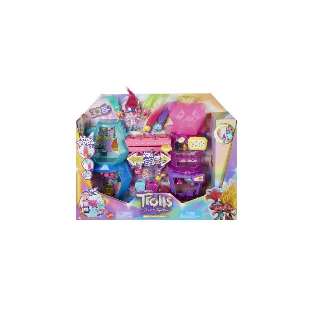 DreamWorks-Les Trolls 3-Coffret Mont Rageous, poupée et accessoires