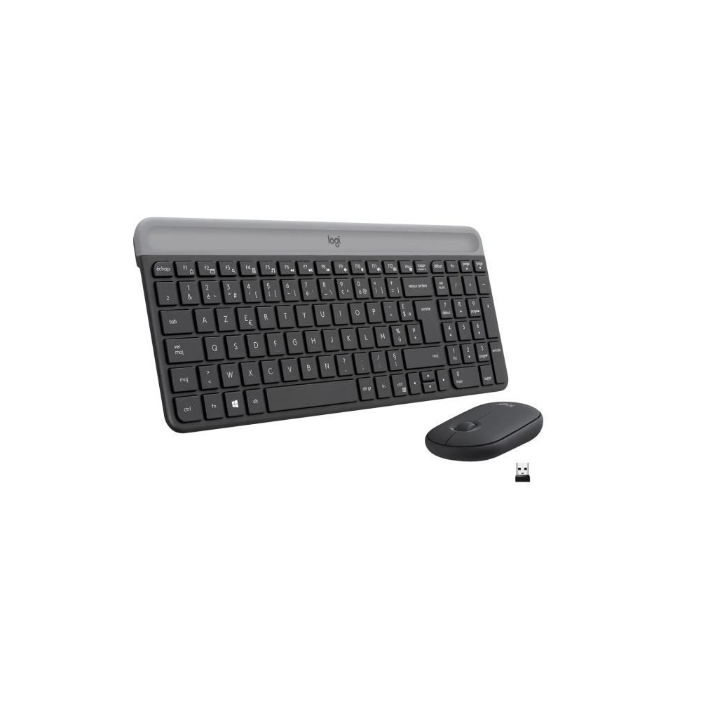 Ensemble Clavier Souris - Sans fil - Logitech - MK470 Slim - Silencieux - AZERTY - Noir