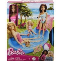 Barbie-Poupée et accessoires-Coffret poupée blonde avec piscine de r