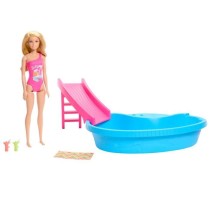 Barbie-Poupée et accessoires-Coffret poupée blonde avec piscine de r