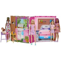 Barbie-Maison de vacances-Coffret et poupée, 4 zones et 11 accessoi