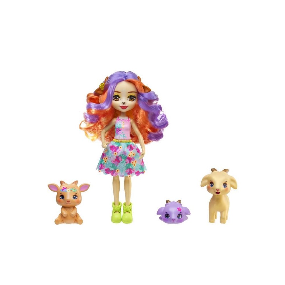 Enchantimals-Famille de Golita Chevre-Poupée et 3 figurines chevres