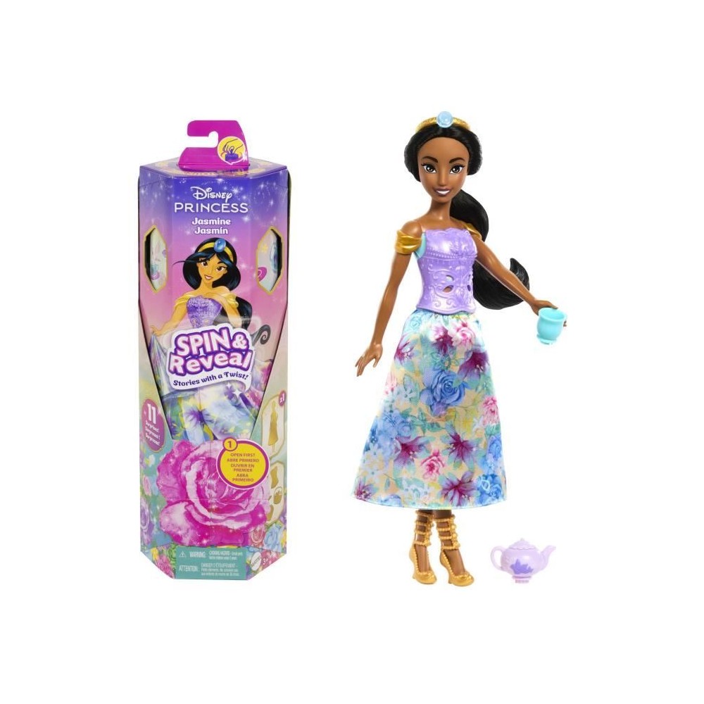 Spin & Reveal Jasmine Mattel Poupée Disney Princesses avec accessoi