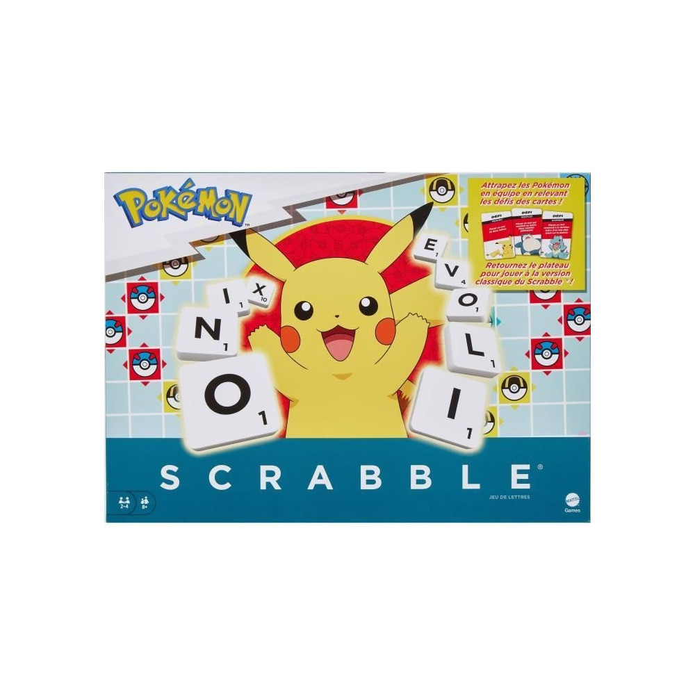 Scrabble Pokémon-Jeu de société familial avec 2 modes de jeu HXT27