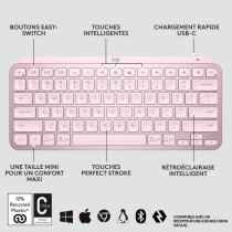 Clavier - Sans Fil - Logitech - MX Keys Mini - rétroéclairé - AZERTY - Rose