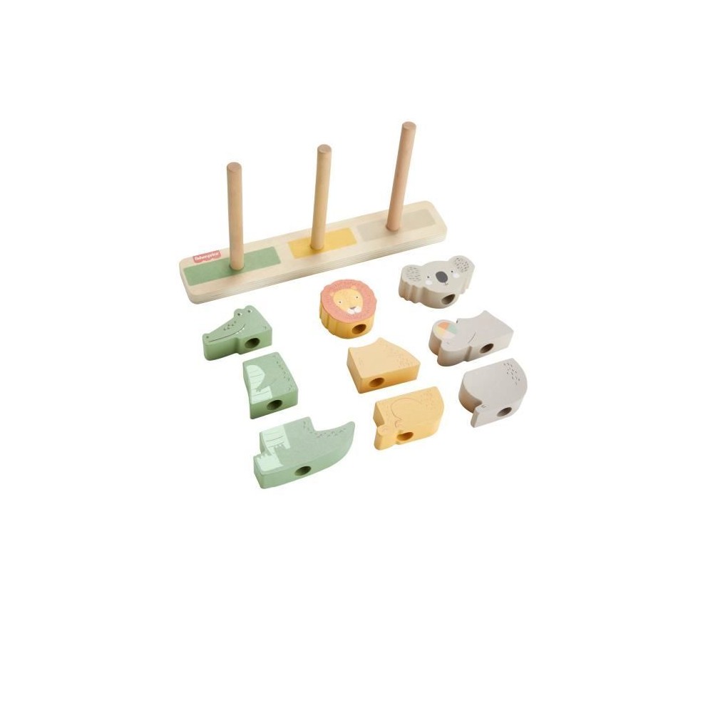 Fisher-Price-Animaux en Bois a Empiler et Trier, 10 pieces HXV04