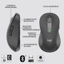 Souris Logitech Sans Fil pour gaucher Signature M650 L Left Pour Mains Larges, Silencieuse, Bluetooth, Boutons Programmables - G