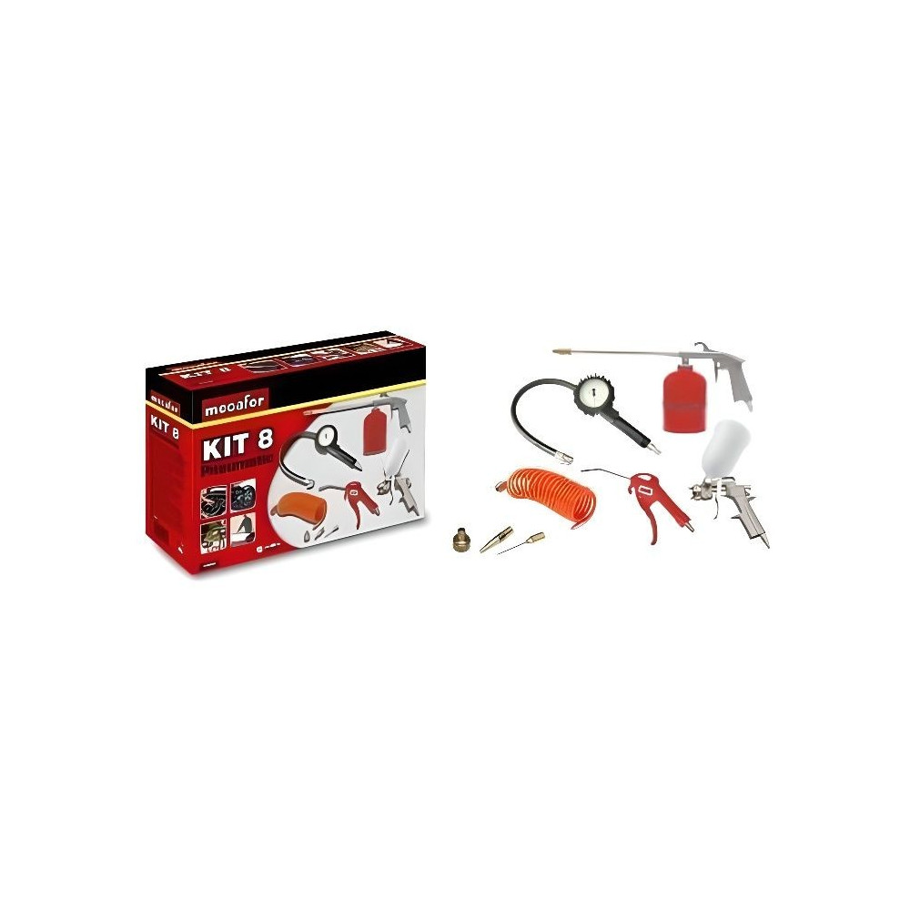 Kit d'accessoires air comprimé - MECAFER - 8 pieces - Gonflage et sou