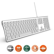 MOBILITY LAB ML304304 – Clavier Design Touch Filaire avec 2 USB pour Mac – AZERTY – Blanc et argenté