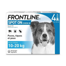 FRONTLINE Spot On Chien M - 10 a 20 kg - 4 pipettes- Puces tiques et p