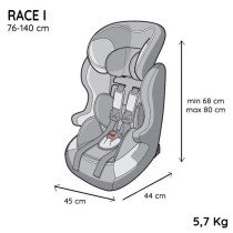 NANIA Siege auto ceinturé RACE I, Groupe 1/2/3, de 3 a 10 ans, 9-36 k