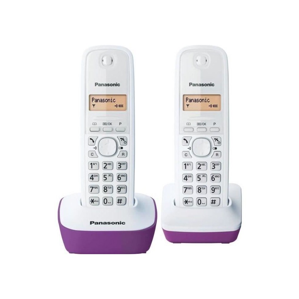 Panasonic KX-TG1612FRF | Téléphone Duo sans fil DECT sans répondeur, Pourpre