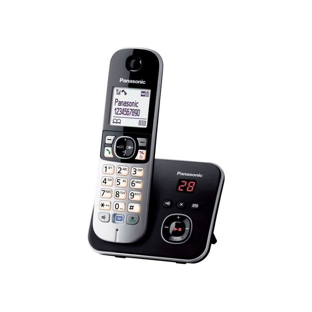 Panasonic KX-TG6821FRB | Téléphone Sans Fil DECT avec Répondeur, Mains Libres Identification Appelant,Blocage Appels,Écran L