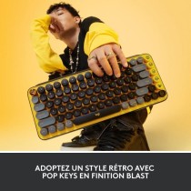 Clavier - Sans fil - Logitech - Pop Keys - Mécanique - Touche Emoji - AZERTY - Jaune