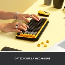 Clavier - Sans fil - Logitech - Pop Keys - Mécanique - Touche Emoji - AZERTY - Jaune