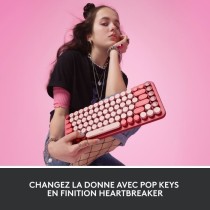 Clavier - Sans fil - Logitech - Pop Keys - Mécanique - Touche Emoji - Rose