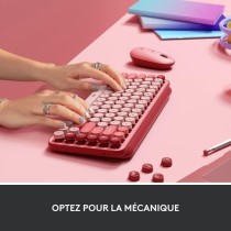 Clavier - Sans fil - Logitech - Pop Keys - Mécanique - Touche Emoji - Rose