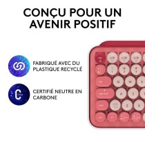 Clavier - Sans fil - Logitech - Pop Keys - Mécanique - Touche Emoji - Rose