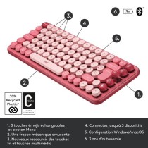 Clavier - Sans fil - Logitech - Pop Keys - Mécanique - Touche Emoji - Rose