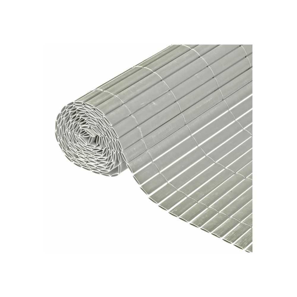 Canisse double face PVC gris - NATURE - 1 x 3 m - 100% occultant - 150