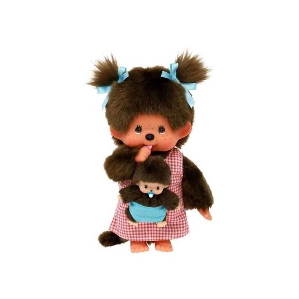 Peluche Monchhichi Maman & Bébé - 20 cm - BANDAI