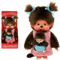 Peluche Monchhichi Maman & Bébé - 20 cm - BANDAI