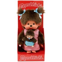 Peluche Monchhichi Maman & Bébé - 20 cm - BANDAI