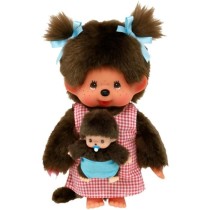 Peluche Monchhichi Maman & Bébé - 20 cm - BANDAI