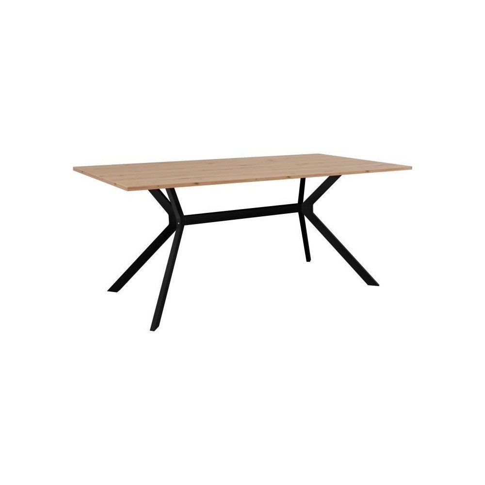 Table a manger ONEX - Chene artisan et noir - 180 x 90 x 75 cm - Jusqu