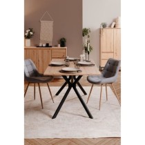 Table a manger ONEX - Chene artisan et noir - 180 x 90 x 75 cm - Jusqu