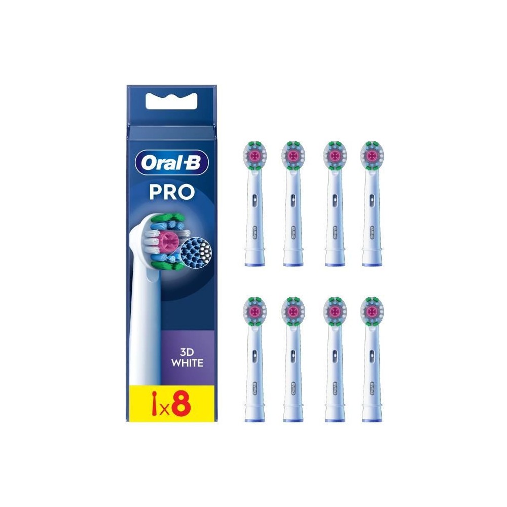 Brossettes ORAL-B - 3D White - Pack de 8 brossettes pour brosse a dent