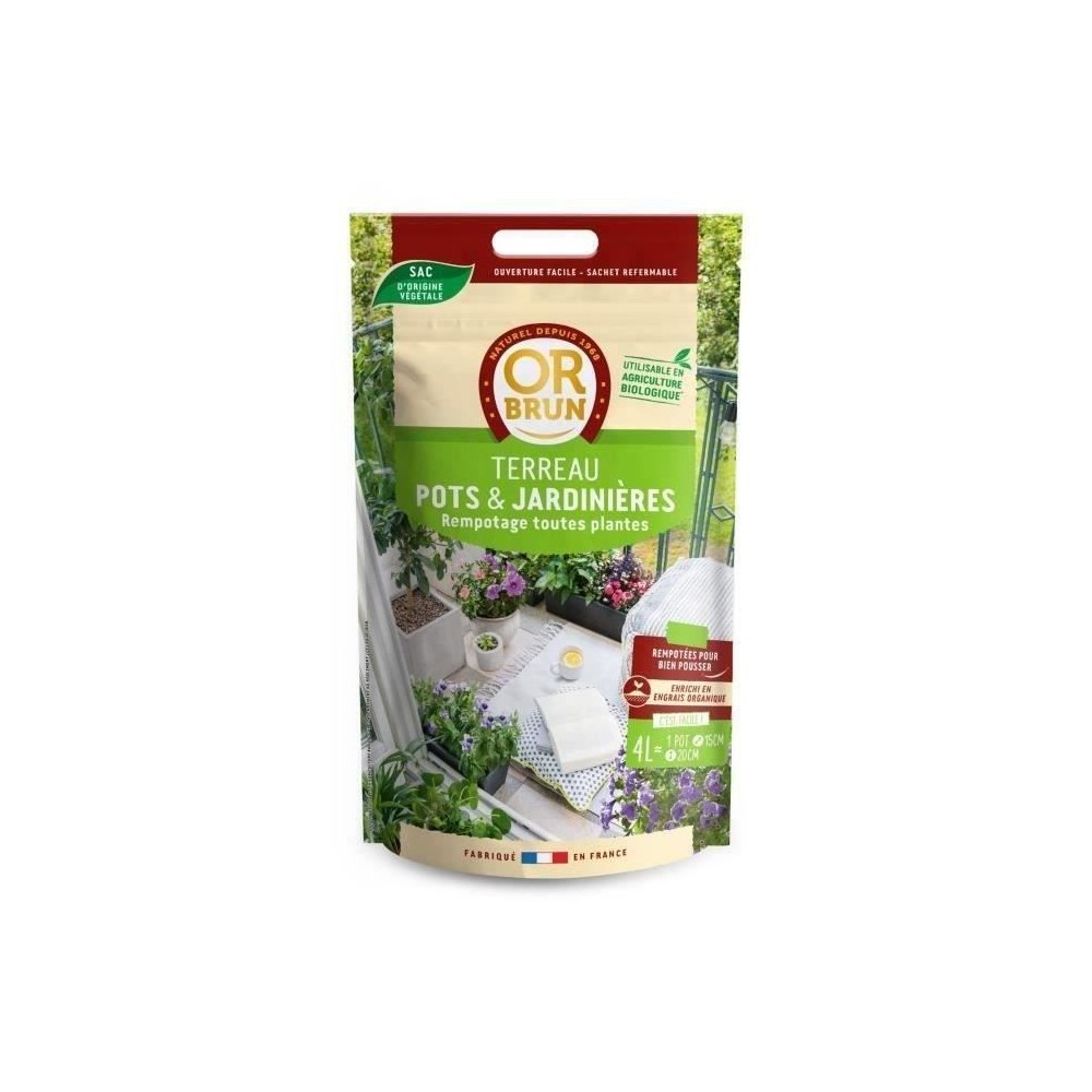 OR BRUN Terreau pots et jardinieres 4l