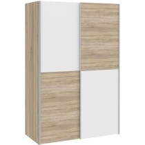 Armoire 2 portes coulissantes - Panneaux de particules - Blanc mat et