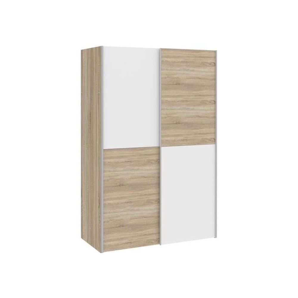 Armoire 2 portes coulissantes - Panneaux de particules - Blanc mat et