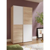 Armoire 2 portes coulissantes - Panneaux de particules - Blanc mat et