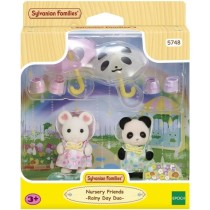 Figurines Articulées - SYLVANIAN FAMILIES - Duo Bébés en Habits de Pluie - Panda et Souris Marshmallow