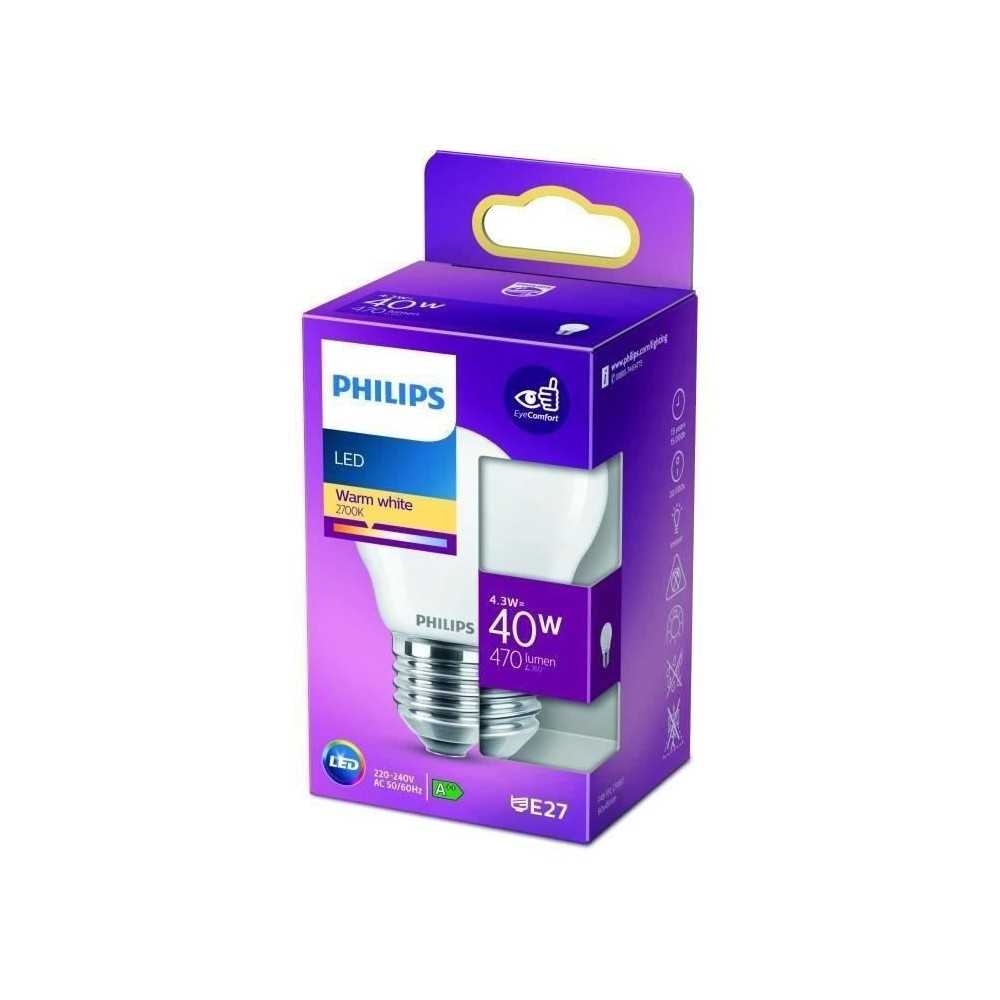 PHILIPS LED Classic 40W Sphérique E27 Blanc Chaud Dépolie Non Dimmab