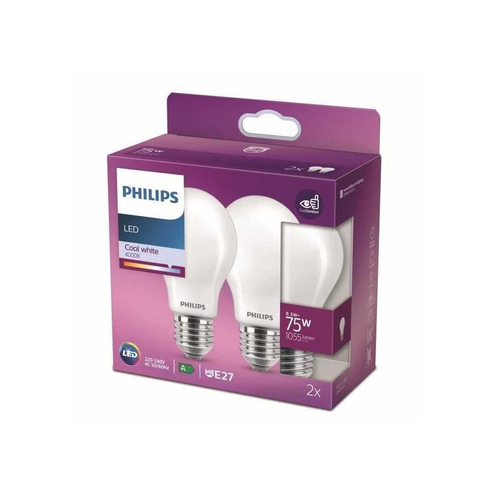 Philips ampoule LED Equivalent 75W E27 Blanc froid non dimmable, verre