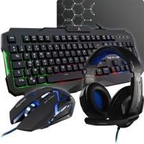 Pack Gamer 4 en 1 - The G-Lab - COMBO ARGON - Souris Filaire - Clavier Filaire - Casque Filaire - Tapis de Souris