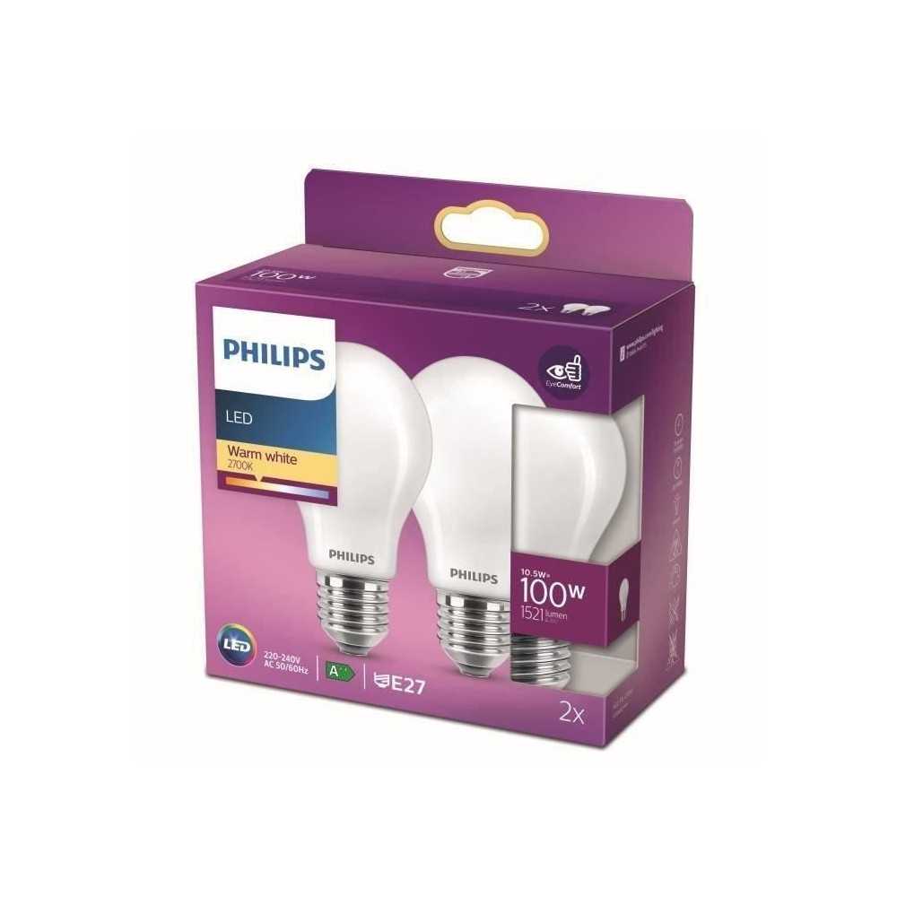 Philips ampoule LED Equivalent100W E27 Blanc chaud non dimmable, verre