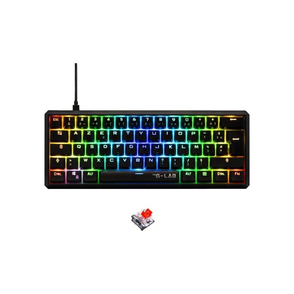 Clavier Gamer - The G-Lab - KEYZ THALLIUM TKL - Mécanique (Switch Rouge) - Hot Swappable - RGB - Filaire - Azerty - Noir